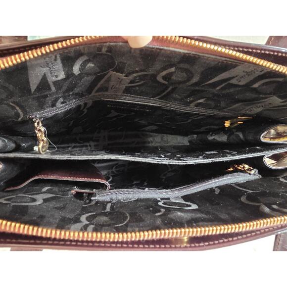 Salvatore Faragamo Shoulder Bag Brown Enamel Leather Tote - Picture 8 of 16